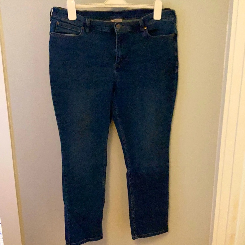 Duluth jeans. Straight leg dark stretchy denim
